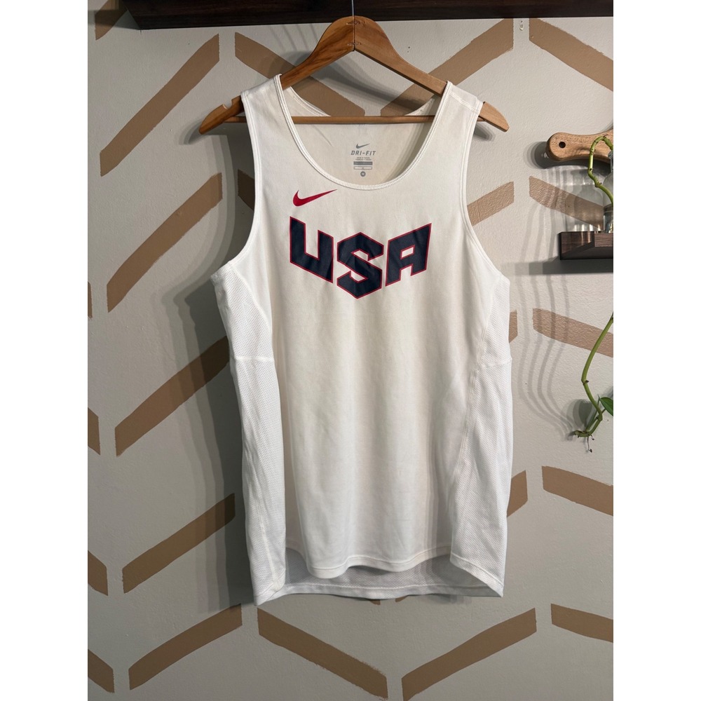 Nike‎ Tank Top Womens Medium White USA Basketball Dri-FIT Mesh Athletic Jersey